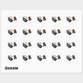 Op Mijn Computer Grappige Computer Bruine Kat Meme Ronde Sticker (Vel)