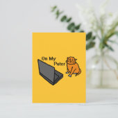 Op Mijn Computer Grappige Computer Oranje Kat Meme Briefkaart (Staand voorkant)