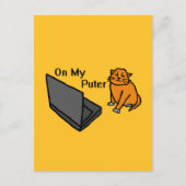 Op Mijn Computer Grappige Computer Oranje Kat Meme Briefkaart (Voorkant)