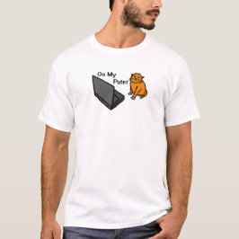 Op Mijn Computer Grappige Computer Oranje Kat Meme T-shirt