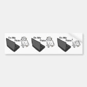 Op Mijn Computer Grappige Computer Witte Kat Meme Bumpersticker (Voorkant)