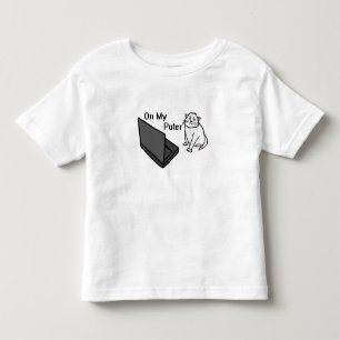 Op Mijn Computer Grappige Computer Witte Kat Meme Kinder Shirts