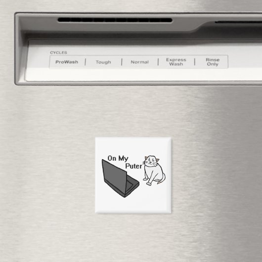 Op Mijn Computer Grappige Computer Witte Kat Meme Magneet (Insitu (Vaatwasser))