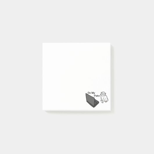 Op Mijn Computer Grappige Witte Kat Meme Post-it® Notes (Voorkant)