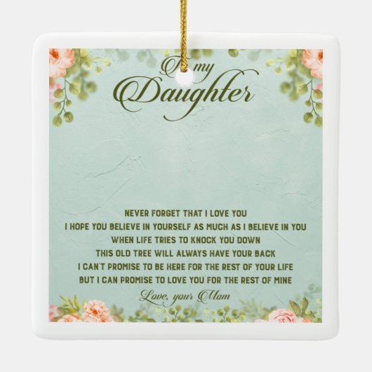 Op mijn dochter keramisch ornament (Achterkant)