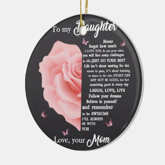 Op mijn dochter keramisch ornament (Links)