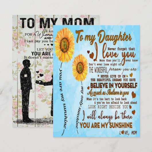 Op mijn dochter | Speciale brief aan mijn dochter Kaart (Voorkant / Achterkant)