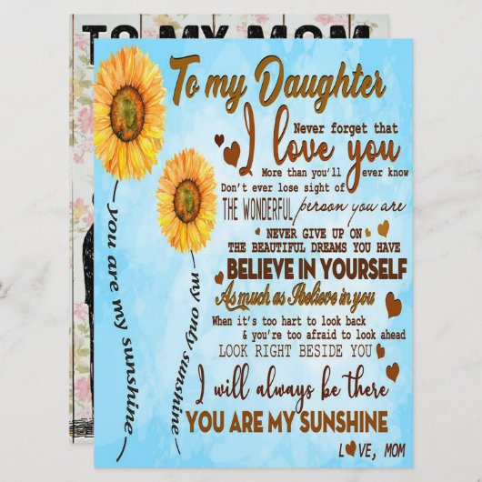 Op mijn dochter | Speciale brief aan mijn dochter Menu (Voorkant / Achterkant)