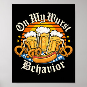 Op mijn ergste gedrag Retro groovy bier Poster