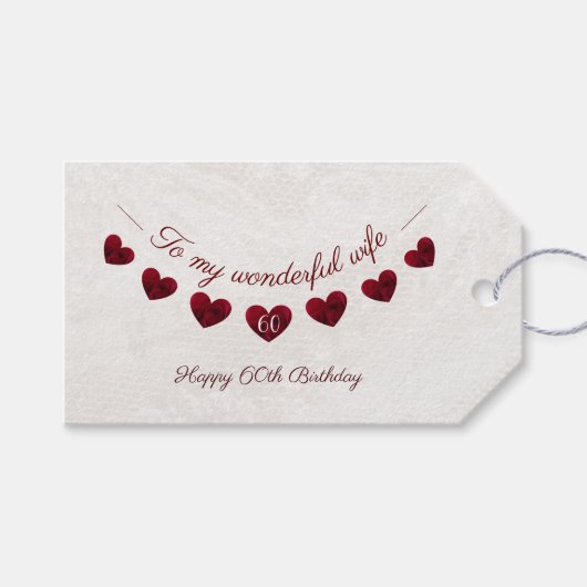 Op mijn geweldige vrouw 60e verjaardag romantisch cadeaulabel (Voorkant (Horizontaal))