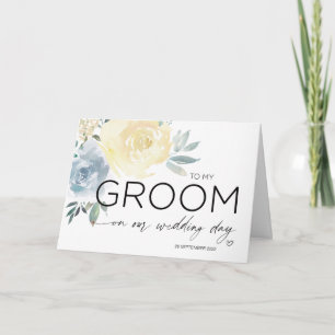 Op mijn Groom Wedding Gift van Bride Blue Flowers Kaart