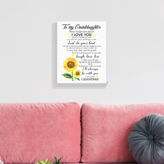 Op mijn kleindochter canvas afdruk (Insitu (Woonkamer))