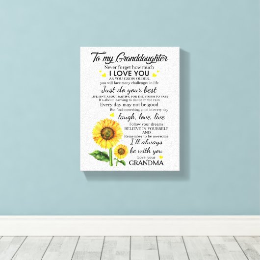 Op mijn kleindochter canvas afdruk (Insitu (Houten vloer))