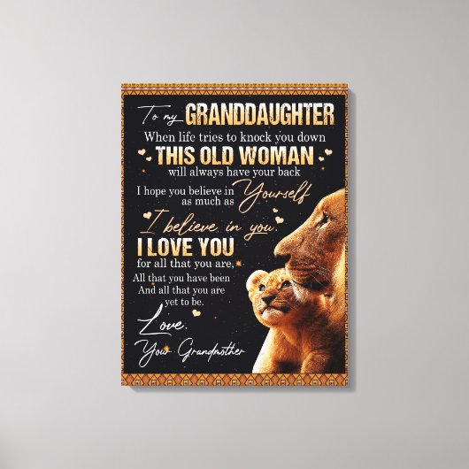 Op mijn kleindochter Gift van oma, Lovers Canvas Afdruk (Voorkant)