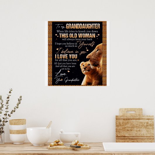 Op mijn kleindochter Gift van oma, Lovers Poster (Keuken)