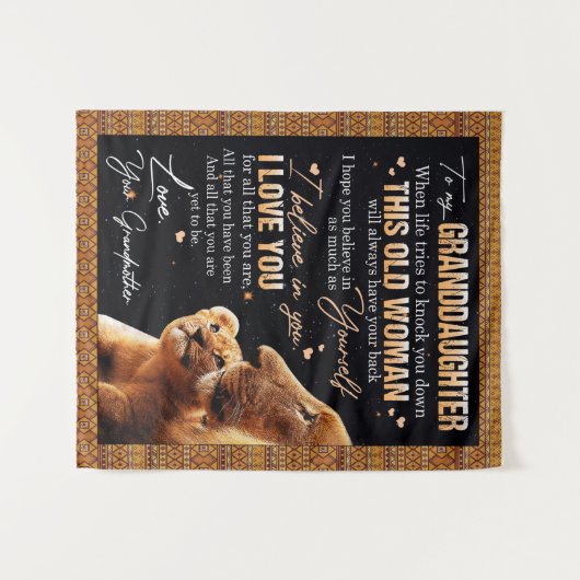 Op mijn kleindochter Gift van oma, Lovers Wandkleed (Voorkant (horizontaal))