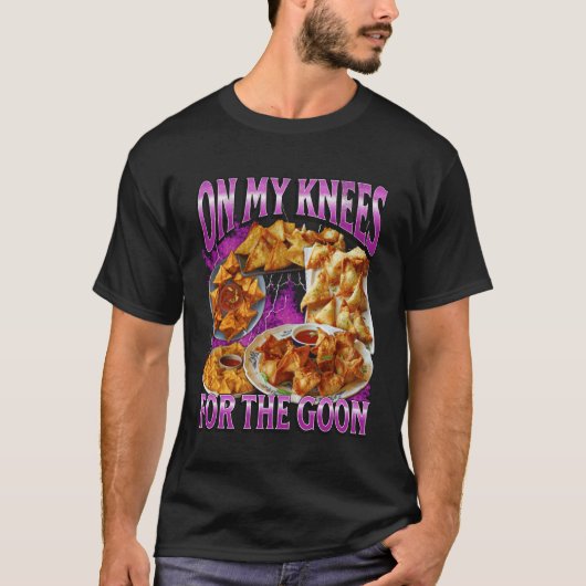 Op Mijn Knieën Grappige Krab Rangoon Meme Bootleg T-shirt (Voorkant)