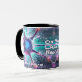 "Op mijn laatste zenuw" Humoristische wetenschap B Mok (Voorkant links)