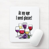 Op mijn leeftijd heb ik bril nodig. muismat (Met muis)