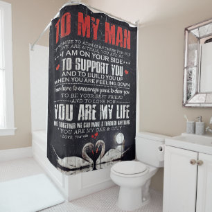 Op mijn Man Gift, persoonlijke cadeau aan mijn man Douchegordijn