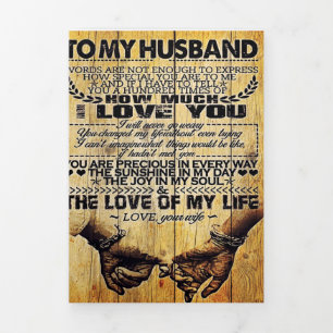 Op mijn man Mijn Husband Gift Brief voor hem Drieluik Aankondiging