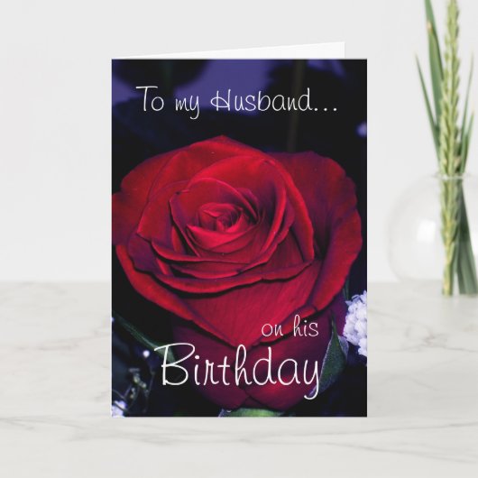 Op mijn man op zijn Birthday-Red Rose Kaart (Voorkant)