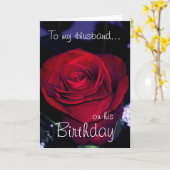 Op mijn man op zijn Birthday-Red Rose Kaart (Gele Bloem)