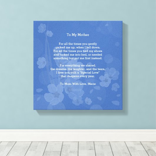 Op mijn moeder gedicht canvas afdruk (Insitu (Houten vloer))