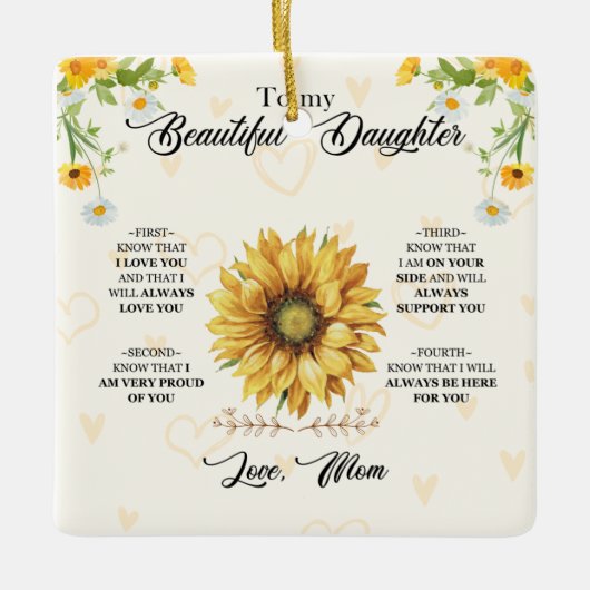 Op mijn mooie dochter keramisch ornament (Voorkant)