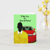 Op mijn Son Suit en Stropdas African American Birt Kaart (Gele Bloem)