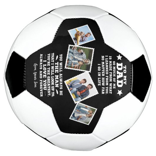 Op mijn vader, lessen geleerd | Aangepaste 4 foto' Voetbal (Gedraaid)