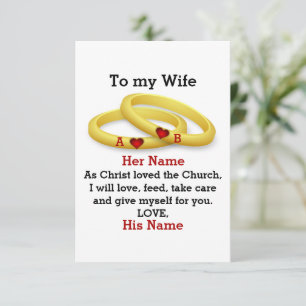 Op mijn vrouw voor haar trouwkoppel monogram kaart