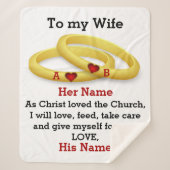 Op mijn vrouw voor haar trouwkoppel monogram sherpa deken (Voorkant)