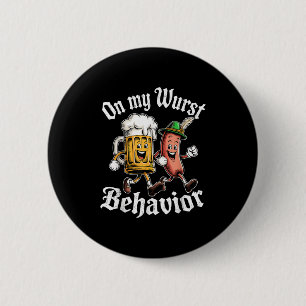 Op mijn wurst gedrag Duitse bierworst volwassenen Ronde Button 5,7 Cm