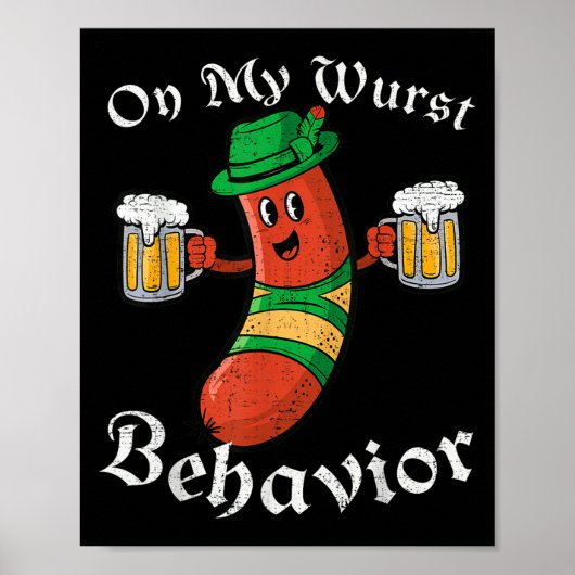 Op mijn wurst gedrag Grappige Duitse Mannen Vrouwe Poster (Voorkant)