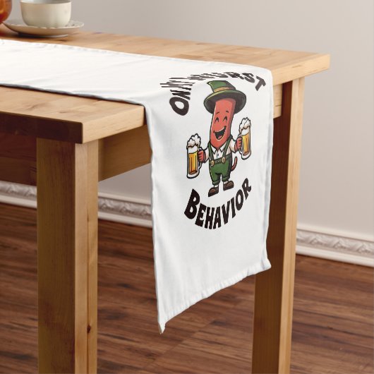 Op mijn wurst gedrag Oktoberfest grappig Korte Tafelloper (Voorbeeld)