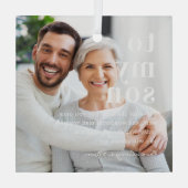 Op mijn zoon | Citaat- en fotocadeau Glas Ornament (Achterkant)