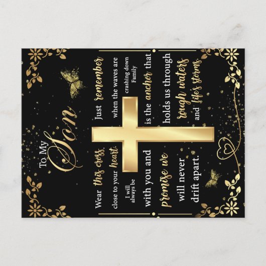 Op mijn zoon Gift, Butterfly Lover, Floral Son Let Aankondigingskaart (Voorkant)