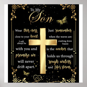 Op mijn zoon Gift, Butterfly Lover, Floral Son Let Poster