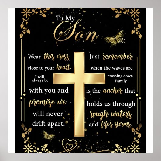 Op mijn zoon Gift, Butterfly Lover, Floral Son Let Poster (Voorkant)