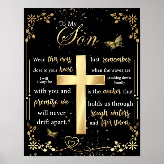 Op mijn zoon Gift, Butterfly Lover, Floral Son Let Poster (Voorkant)