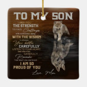 Op mijn zoon keramisch ornament (Achterkant)