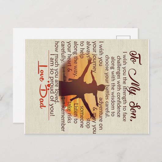 Op mijn zoon | Lovely Letter to Hem | Aankondigingskaart (Voorkant / Achterkant)