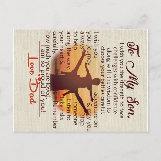 Op mijn zoon | Lovely Letter to Hem | Aankondigingskaart (Voorkant)