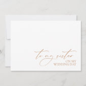 "Op mijn zuster op mijn huwelijksdag" (Voorkant)