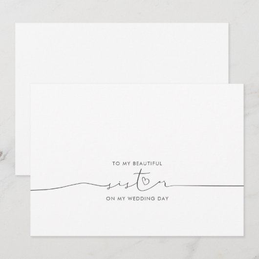 Op mijn zuster Wedding Morning Cute Message (Voorkant / Achterkant)