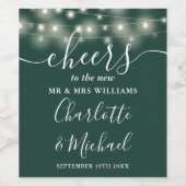 Op Mr. en Mevrouw Lights Smaragdgroene Trouw Wijn Etiket (Enkel label)