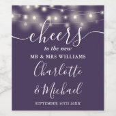 Op Mr. en Mrs. Lights Paarse Bruiloft Wijn Etiket (Enkel label)
