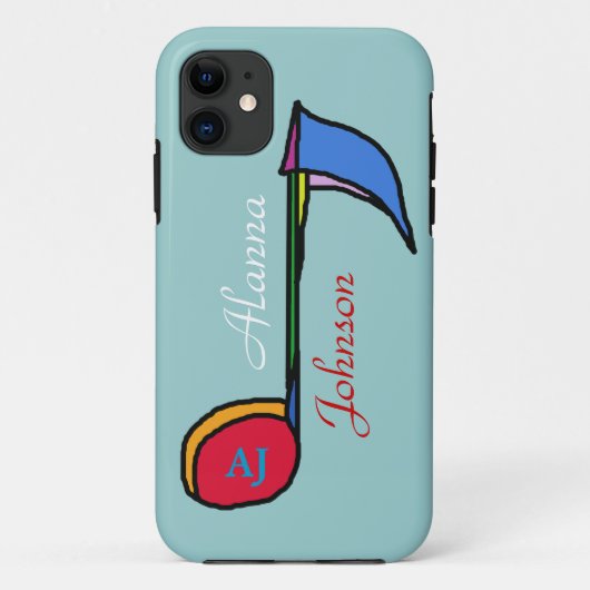 op muziek afgestemde naam en initialen Case-Mate iPhone case (Achterkant)