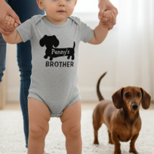 Op naam gemaakte babybroer van Dachshund  Romper